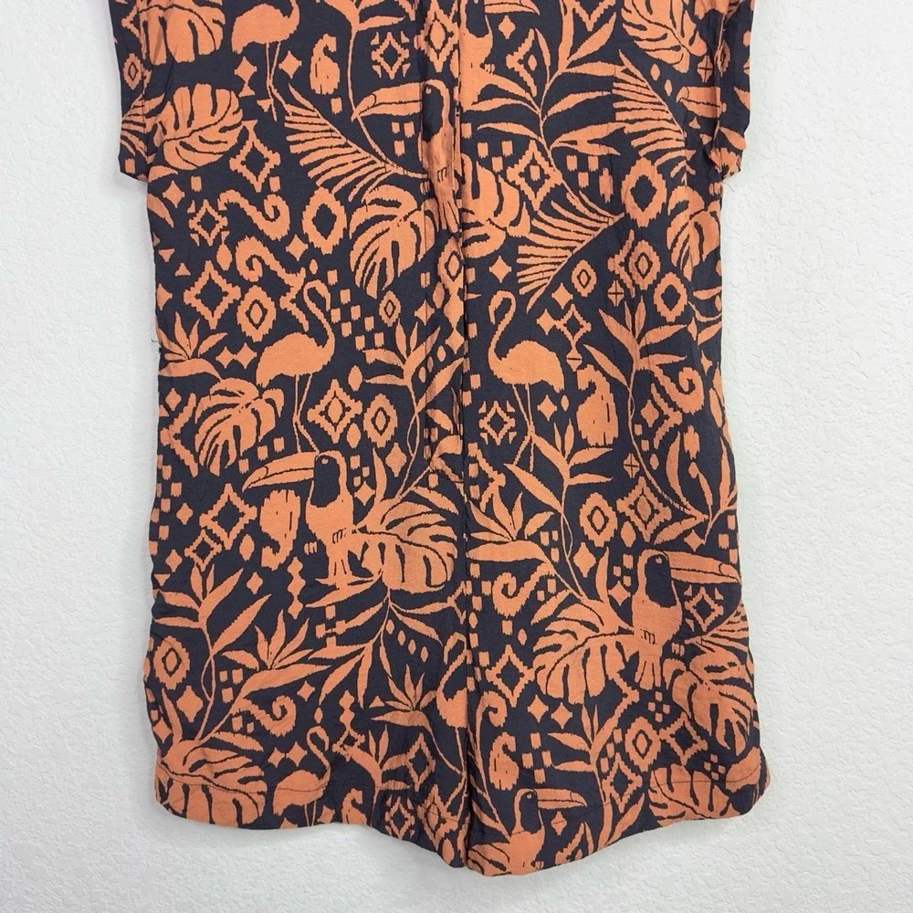 Dress Forum Jumpsuit Womens S Brown Black Tropical Resort Vacation‎ Boho Artsy